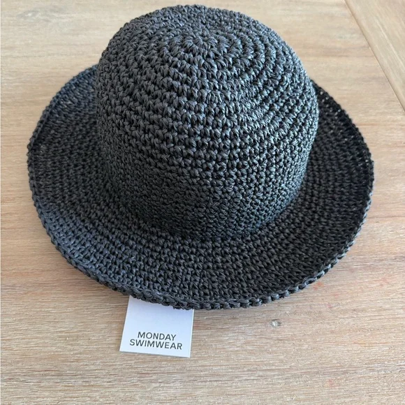 Monday Swimwear Charcoal Crochet Hat - Picture 1 of 4